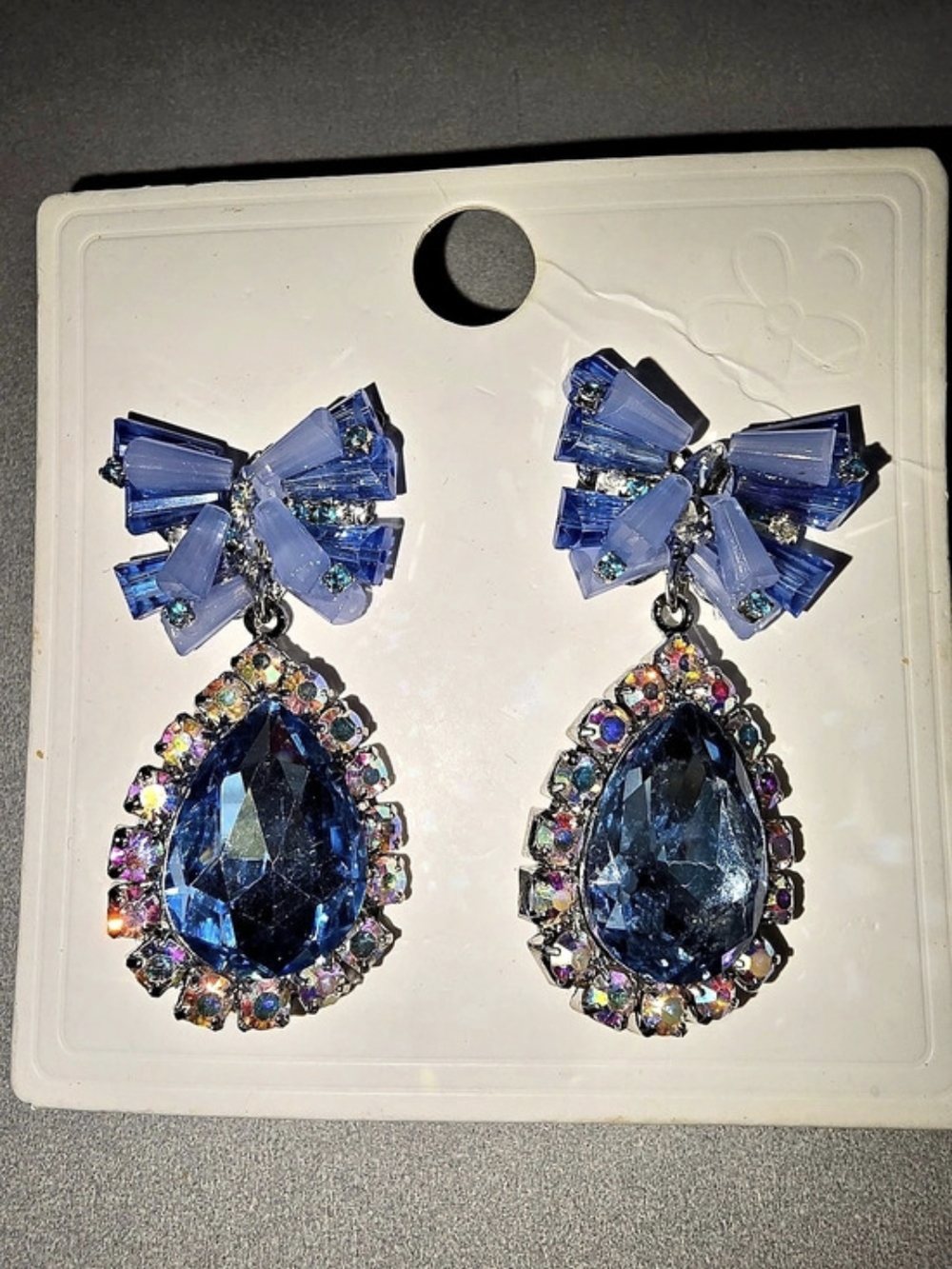 Blue Statement Drop Earrings Like New
